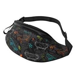 Doodle Skateboard Crossbody Bag Runner Small Hip Pouch Bum Bag Running Waistpack Bumbag Beltbag Sport Slim Modisch Zum Joggen Wandern Frau von DJNGN