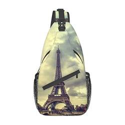Eiffelturm Paris Herren-Sling-Rucksack, Reise-Wander-Tagestasche, Umhängetasche. von DJNGN