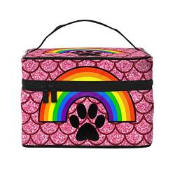 Hundepfote Regenbogen-Make-up-Tasche, Kulturtasche für Frauen, Kosmetiktasche, Reise-Kulturtasche, Make-up-Reisetasche, Make-up-Organizer, große Make-up-Tasche von DJNGN