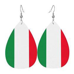 Italien Flagge Leder Ohrringe für Frauen baumeln Ohrring Tropfen Anhänger mit Haken Geschenke für Erwachsene Mädchen von DJNGN