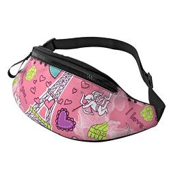 Love In Paris Doodles Crossbody Bag Runner Small Hip Pouch Bum Bag Running Waistpack Bumbag Beltbag Sport Slim Modisch Zum Joggen Wandern Frau von DJNGN