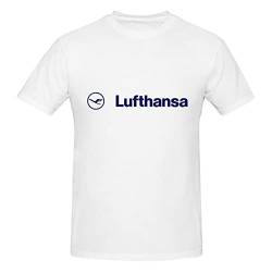 Lufthansa Herren Kurzarm Sommeroberteile T-Shirt für Herren Damen Baumwoll T-Shirt mit Rundhalsausschnitt von DJNGN