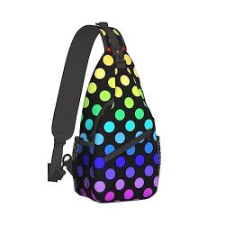 Niedliche Sling-Schulterrucksäcke, kompatibel mit bunten Regenbogen-Polka-Dots-Taschen, Brustsack, Diebstahlschutz-Crossbody-Rucksack für Wandern, Reisen, Sport, Mehrzweck-Tagesrucksäcke für Männer un von DJNGN