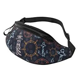 Ocean Travel Icons Crossbody Bag Runner Small Hip Pouch Bum Bag Running Waistpack Bumbag Beltbag Sport Slim Modisch Für Joggen Wandern Frau von DJNGN