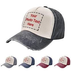 Personalisierte Baseballmütze für Männer Frauen, Personalisierte Mütze Trucker Hüte Benutzerdefinierte Dad Hüte Hip Pop Cap Ballhut Personalisierte Einstellbare Denim Casquette Hut Baseballmütze von DJNGN