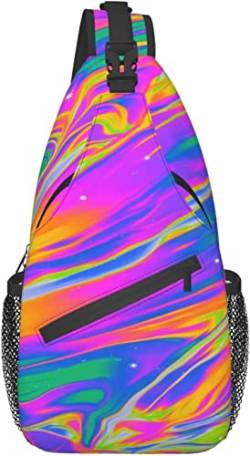 Psychedelic Trippy Sling-Rucksack, lässiger Umhängetaschen-Schulterrucksack, Sling-Tasche, Brust-Tagesrucksack für Männer und Frauen, Sport, Wandern, Fitnessstudio von DJNGN