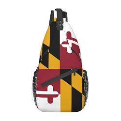 Sling-Rucksack mit Flagge von Maryland, für Reisen, lässig, Brust, Schultertasche, modische Gürteltasche von DJNGN