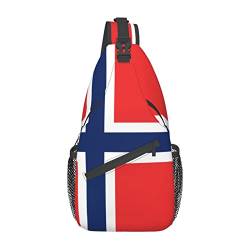 Sling-Rucksack mit Flagge von Norwegen, für Reisen, lässig, Brust, Schultertasche, modische Gürteltasche von DJNGN