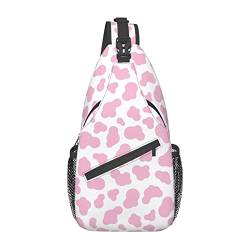 Sling-Rucksack mit niedlichem rosa Kuh-Motiv, Brusttasche, Umhängetasche, Fitnessstudio, Radfahren, Wandern, Reisen, Tagesrucksack für Männer und Frauen von DJNGN