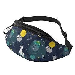 Süßes Faultier Schildkröte Alpaka Chamäleon ​in Space Crossbody Bag Runner Small Hip Pouch Bum Bag Running Waistpack Bumbag Beltbag Sport Slim Modisch Zum Joggen Wandern Frau von DJNGN