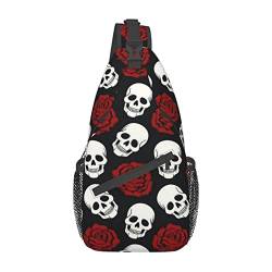 Sugar Skull Schultertasche, Umhängetasche, Rucksack, Brust, Wandern, Tagesrucksack, lässige Umhängetaschen für Damen und Herren, Outdoor-Reisen von DJNGN