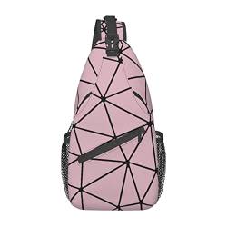 Umhängetasche mit geometrischen Dreiecken, Rosa, für Männer und Frauen, Umhängetasche, Rucksack, Reisen, Wandern, Tagesrucksack, Brust-Umhängetasche von DJNGN