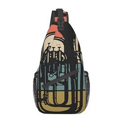 Vintage Euphonium Sling Rucksack Brust Umhängetasche Lässiger Tagesrucksack für Männer Frauen von DJNGN