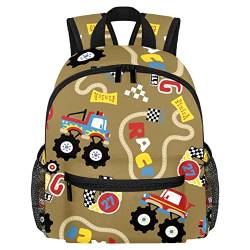 DJROW Monster Truck Race Kleinkind Jungen Mädchen Kindergarten Kinder Snack Kindergarten Schule Rucksack, mehrfarbig, Small von DJROW