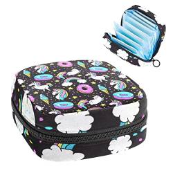 Damenbinde Aufbewahrungstaschen Stillpad Halter Cartoon Einhorn Donut Regenbogen Stern Schwarz Tragbare Periode Kit Tasche Feminine Produktbeutel für Frauen Mädchen von DJROW