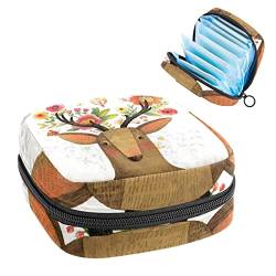 Damenbinde Aufbewahrungstaschen Stillpad Halter Niedliche Frühling Süße Hirsch und Blumen Tragbare Periode Kit Tasche Feminine Produkt Beutel für Frauen Mädchen von DJROW