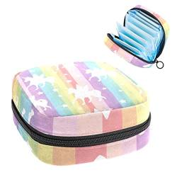 Damenbinde Aufbewahrungstaschen Stillpad Halter Weiß Einhorn Muster Bunte Regenbogen Gestreift Tragbare Periode Kit Tasche Feminine Produkt Beutel für Frauen Mädchen von DJROW