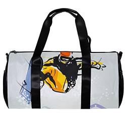 Runde Gym Sport Duffel Tasche mit abnehmbarem Schultergurt Illustration von Snowboarder Training Handtasche Übernachtungstasche für Damen und Herren, mehrfarbig, 45x23x23cm/17.7x9x9in von DJROW