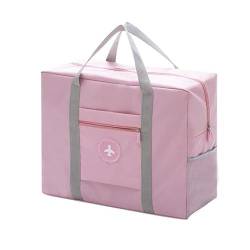 Faltbare Reisetasche, Faltbare Damen-Reisetasche, Gepäcktasche, Herren- und Damen-Nylon-Canvas-Reisetasche, ultraleichte Reiseaufbewahrung, große Kapazität, Trolley-Gepäck-Organizer (Color : Pink) von DJSDN