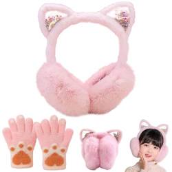 DKDDSSS 1PCS Ohrenwärmer, Earmuffs Ohrenwärmer Mädchen Süße Katzenohren Design Ohrenschützer Weiche Ohrenwärmer Winter Plüsch Ohrenschützer Kopfbedeckungen Winter Accessoire von DKDDSSS