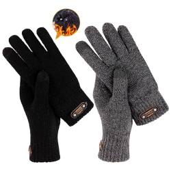 DKDDSSS 2 Paar Handschuhe Herren Damen Touchscreen Winterhandschuhe mit Fleecefutter Thermohandschuhe, Warme Gedehnt Dicke Strickhandschuhe für Herren und Damen von DKDDSSS