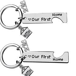 DKDDSSS 2 Stück Schlüsselanhänger, Neues Zuhause Schlüsselanhänger Paar Hausbesitzer Einweihungsparty Geschenk Einzug Hauskauf Geschenkidee Einweihungsgeschenk von DKDDSSS