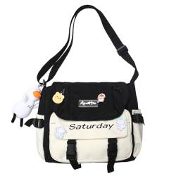 DKIIL NOIYB Frauen kawaii Umhängetasche Schultasche Multi-Pocket Crossbody bag Vielseitig Messenger Bag mit Anhänger Abzeichen von DKIIL NOIYB