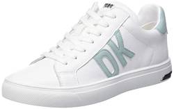 DKNY Damen Abeni Lace-up Leather Sneakers Sneaker, White/Sage, 38 EU von DKNY