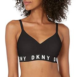 DKNY Damen Cozy Boyfriend Bügelloser Pushup Push-Up-BH, Blickdicht, schwarz/weiß, S von DKNY