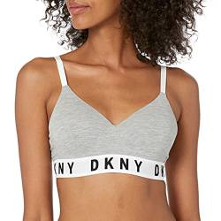 DKNY Damen Cozy Boyfriend Bügelloser Pushup Push-Up-BH, Heather Gray/White/Black, Large von DKNY