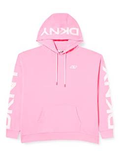 DKNY Damen Dkny Sport Women's Crackle Logo Pullover Hoodie Shirt, Laser Pink, L EU von DKNY