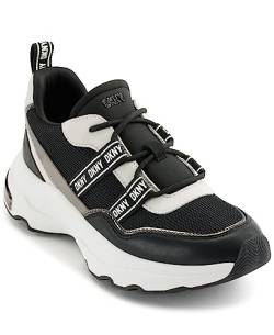 DKNY Damen Justine Lace Up Sneaker, Black/Pebble, 38 EU von DKNY