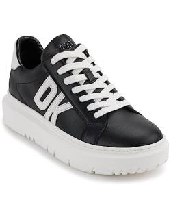 DKNY Damen Marian Lace Up Leather Sneaker, Black/White, 37 EU von DKNY