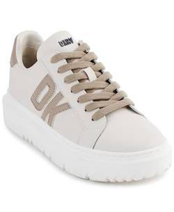 DKNY Damen Marian Lace Up Leather Sneaker, Pebble/Toffee, 37 EU von DKNY
