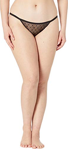 DKNY Damen Monogram Mesh String Panty Unterwsche im Bikini-Stil, schwarz, Small von DKNY