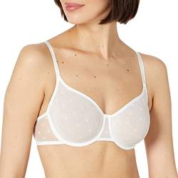 DKNY Damen Monogram Mesh Unlined Bra Demi BH, Blickdicht, Popeline Weiß, 70DD von DKNY