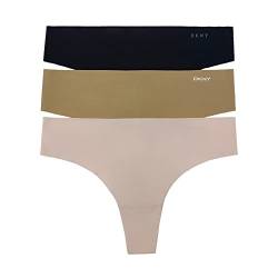 DKNY Damen Nahtloser Cut Anywhere Panty Litewear Tanga überall geschnitten, Schwarz/Glow/Pearl Cream, XL von DKNY