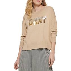 DKNY Damen P2msac66-1yn-x-klein Pullover, Palamino Heather/Gold Ombre, X-Klein von DKNY