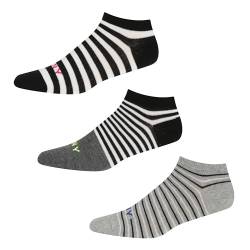 DKNY Damen Unsichtbare Frauen Weiß Gestreift Socks, Kohle/Schwarz/Grauer Streifen, 37-40 von DKNY