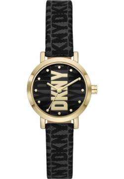 DKNY Damenuhr Soho Quartz/3 Zeigerwerk 28 mm Gehäusegröße mit Stoffarmband NY6672 von DKNY