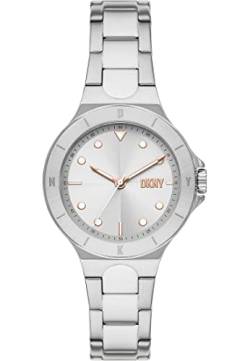 DKNY Damenuhren Chambers, QuarzDreizeiger Uhrwerk, 34MM Silbernes Edelstahlgehäuse mit Edelstahlarmband, NY6641 von DKNY