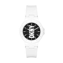 DKNY Damenuhren Chambers, QuarzDreizeiger Uhrwerk, 36MM Weißes Nylongehäuse mit PolyurethanArmband, NY6657 von DKNY