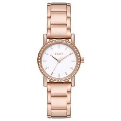 DKNY Damenuhren Soho, Dreizeiger Uhrwerk, 29mm Rose Gold Alloy Gehäuse mit Edelstahlarmband, NY9205 von DKNY