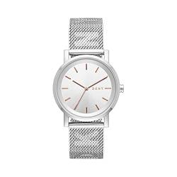 DKNY Damenuhren Soho, Dreizeigeruhrwerk, 34mm Silbernes Edelstahlgehäuse mit Edelstahlarmband, NY2620 von DKNY