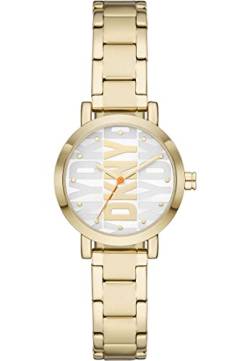 DKNY Damenuhren Soho D, Dreizeigeruhrwerk, 34MM GoldEdelstahlgehäuse mit Edelstahlarmband, NY6651 von DKNY