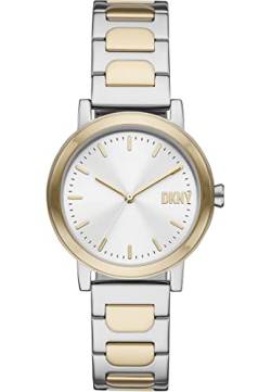 DKNY Damenuhren Soho D, Dreizeigeruhrwerk, 34mm 2Tone Edelstahlgehäuse mit Edelstahlarmband, NY6621 von DKNY