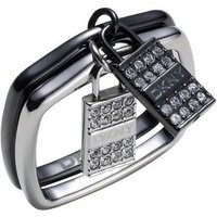 DKNY Fingerring Damen, aus Edelstahl, Silber und Braun, Zirkonia, Gr. 53 (16,9mm) von DKNY