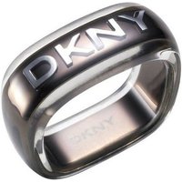 DKNY Fingerring Damen, aus Edelstahl, mit Kunststoff ummantelt, Schwarz, Gr. 50 (15,9mm) von DKNY