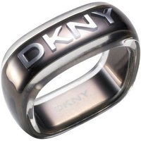 DKNY Fingerring Damen, aus Edelstahl, mit Kunststoff ummantelt, Schwarz, Gr. 53 (16,9mm) von DKNY