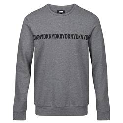 DKNY Herren Langärmeliges Oberteil in Anthrazit mit Hals-und Handgelenkmanschetten mit Logo auf der Brust T-Shirt, M von DKNY